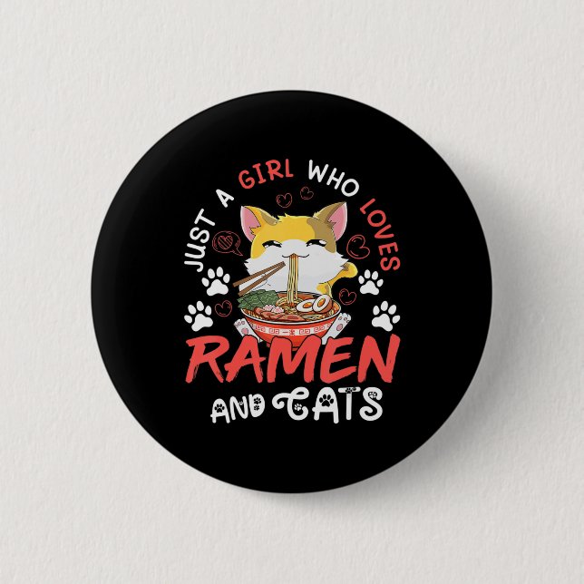Badge Rond 5 Cm Kawaii Anime Ramen Chat Japonaise Food Girls Offic (Devant)