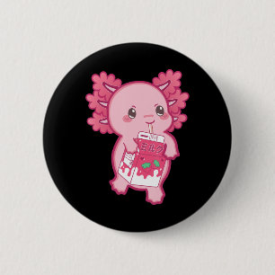 Badge Rond 5 Cm Kawaii Axolotl Strawberry Milk Teen Girl Kids Japa