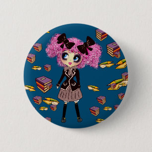 Badge Rond 5 Cm Kawaii Cadeaux d'étudiante avec PinkyP