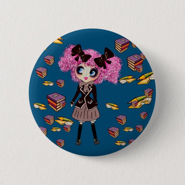Badge Rond 5 Cm Kawaii Cadeaux d'étudiante avec PinkyP (Devant)