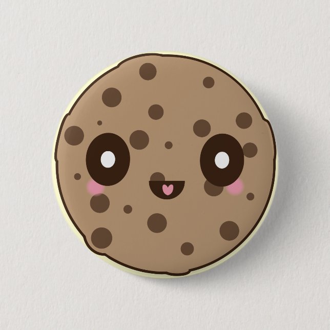 Badge Rond 5 Cm Kawaii Cookies puce chocolat (Devant)