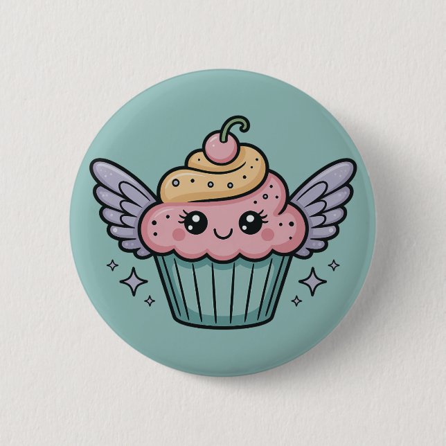 Badge Rond 5 Cm Kawaii Cupcake (Devant)