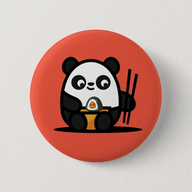 Badge Rond 5 Cm Kawaii Cute Sushi Panda (Devant)