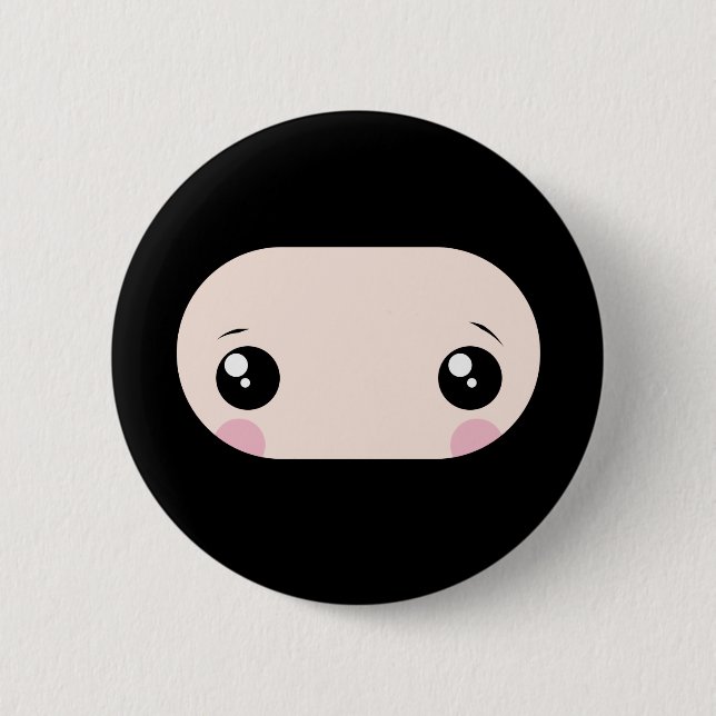 Badge Rond 5 Cm Kawaii de rougissement Ninja (Devant)