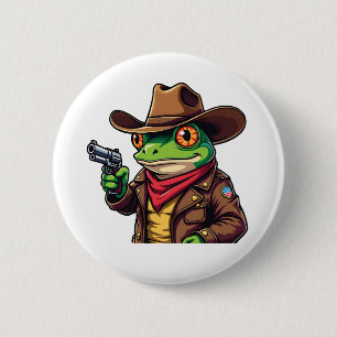 Badge Rond 5 Cm Kawaii Drôle Cowboy Occidental Amateurs de grenoui