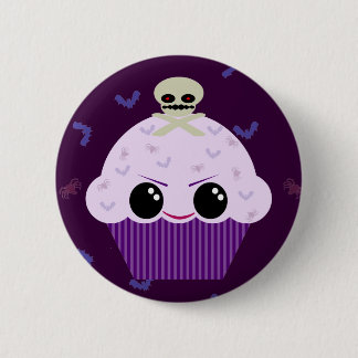 Badge Rond 5 Cm Kawaii Éffrayant Cupcake Crâne Araignées chauves-s