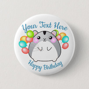 Badge Rond 5 Cm Kawaii Hamster gris mou