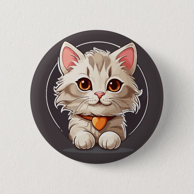 Badge Rond 5 Cm Kawaii Kitty Chat (Devant)