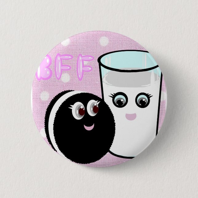 Badge Rond 5 Cm Kawaii meilleurs amis pour toujours lait et biscui (Devant)