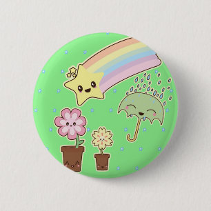 Badge Rond 5 Cm Kawaii météo arc-en-ciel motif si mignon