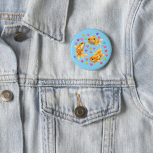 Badge Rond 5 Cm kawaii mignon y2k poisson rouge arc-en-ciel 