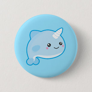 Badge Rond 5 Cm Kawaii Narwhal