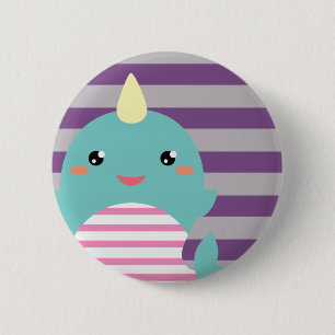 Badge Rond 5 Cm Kawaii Narwhal