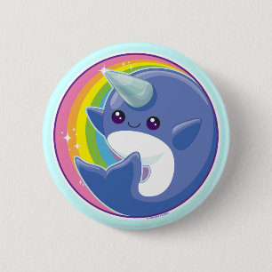 Badge Rond 5 Cm Kawaii Narwhal