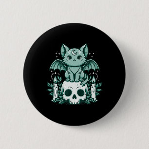 Badge Rond 5 Cm Kawaii Pastel Goth Cute Déplaisante Chat Bat Skele