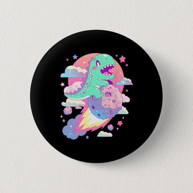 Badge Rond 5 Cm Kawaii Pastel Goth Déplaisant Cute Chibi Dinosaur  (Devant)