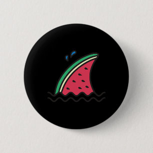 Badge Rond 5 Cm Kawaii Pastèque Aile de Requin Drôle Famille Été V