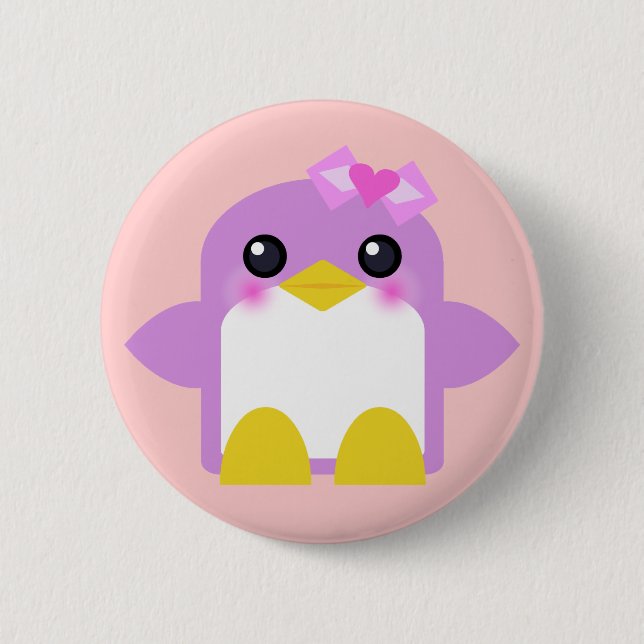 Badge Rond 5 Cm kawaii pingouin fille rose sueur tweet (Devant)