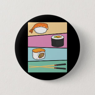 Badge Rond 5 Cm Kawaii Sushi japonais Nourriture Maki Nigiri Chops