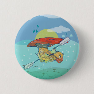Badge Rond 5 Cm Kayak de poisson amusant
