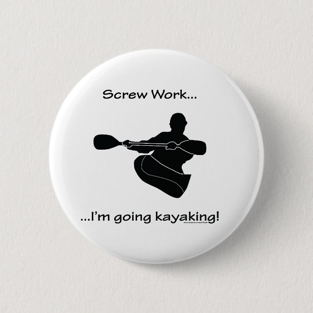 Badge Rond 5 Cm Kayaking allant de travail de vis… (Devant)