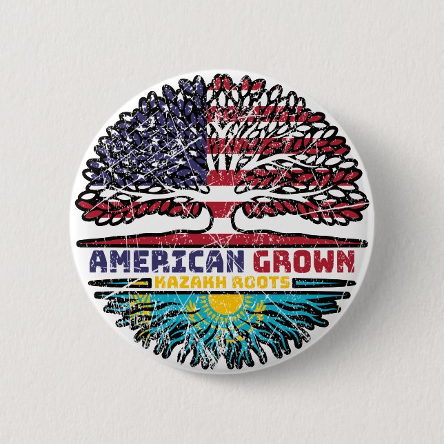 Badge Rond 5 Cm Kazakh American Tree Roots (Devant)