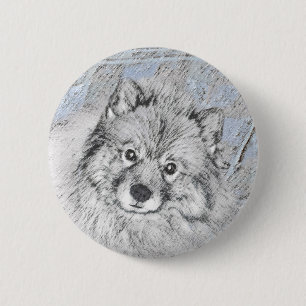 Badge Rond 5 Cm Keeshond Beth Painting - Cute Original Dog Art