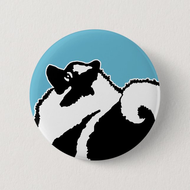 Badge Rond 5 Cm Keeshond Graphics - Cute Original Chig Art (Devant)