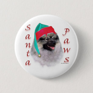 Badge Rond 5 Cm Keeshond Père Noël Paws