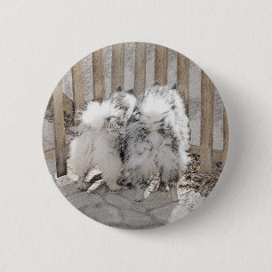 Badge Rond 5 Cm Keeshonds at the Gate Painting - Original Dog Art