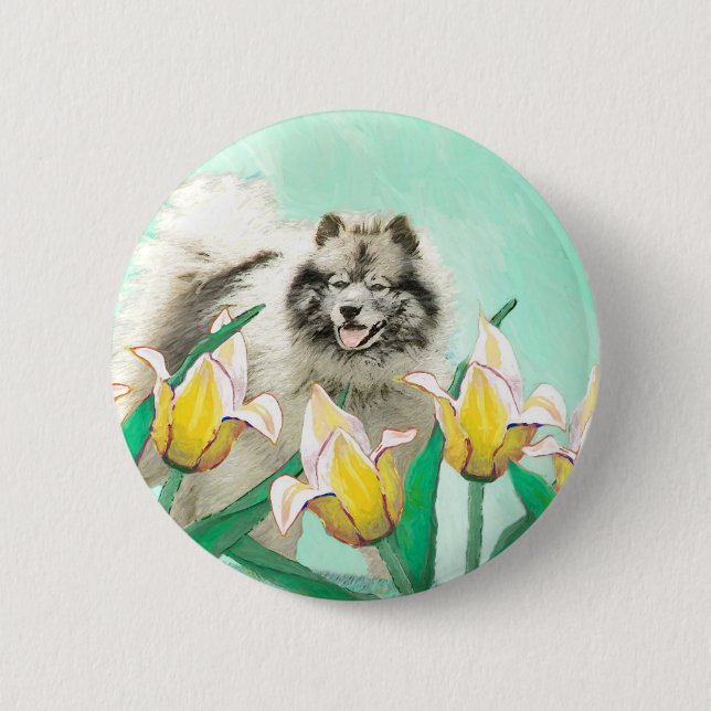 Badge Rond 5 Cm Keeshony in Tulips Peinture mignonne Original Chie (Devant)