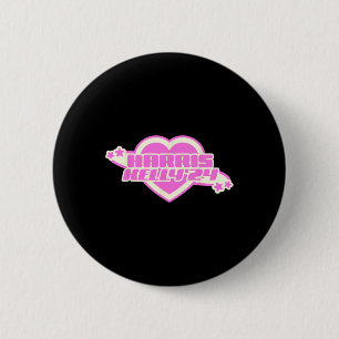 Badge Rond 5 Cm Kelly 2024 Fille Démocrate Coeur Rose tendance