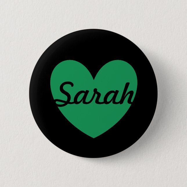 Badge Rond 5 Cm Kelly Coeurs polka vert sur noir (Devant)