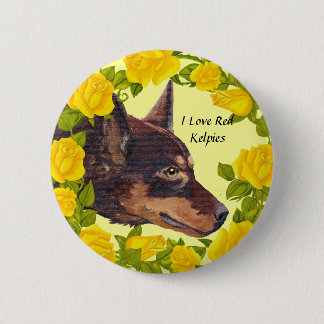 Badge Rond 5 Cm Kelpies rouges et roses jaunes