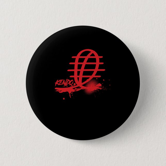 Badge Rond 5 Cm Kendo Japon Shinai Bogu Katana Samurai Ninja Cadea (Devant)