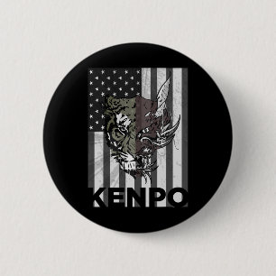 Badge Rond 5 Cm Kenpo Karate Arts martiaux Drapeau américain Homme