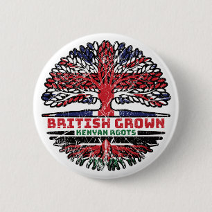 Badge Rond 5 Cm Kenyan Kenya Uk United Kingdom British Tree Roots