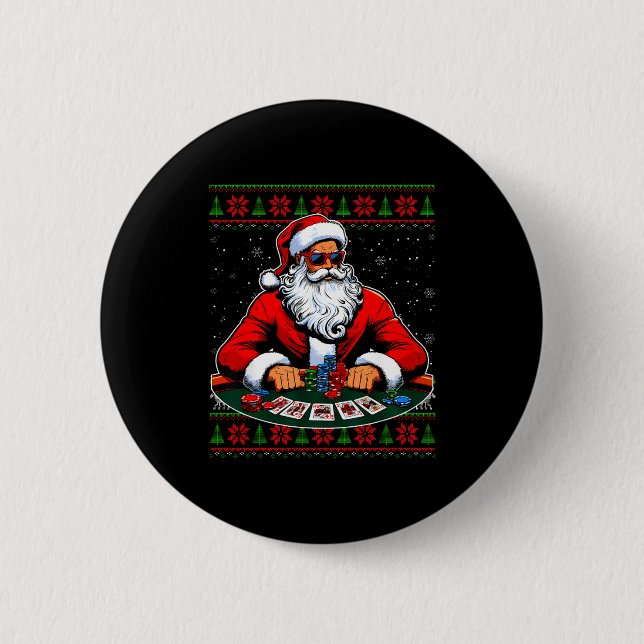 Badge Rond 5 Cm Ker Santa Ker Player Ugly Christmas Sweater Men Wo (Devant)