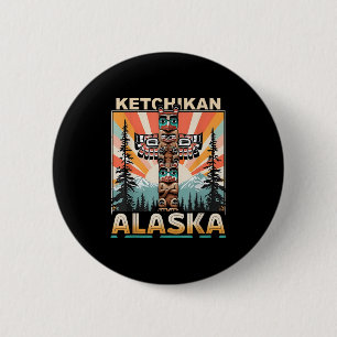 Badge Rond 5 Cm Ketchikan Alaska Amérindien Totem Le
