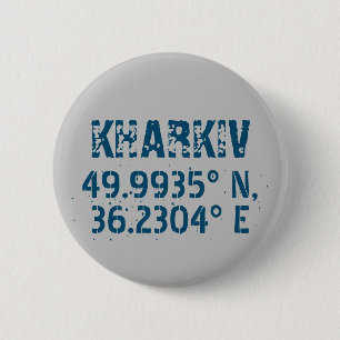 Badge Rond 5 Cm Kharkiv Ukraine Latitude & Longitude en détresse