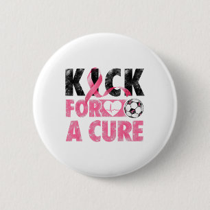 Badge Rond 5 Cm Kick For A Cure Respecter Le Cancer Du Sein Pink R