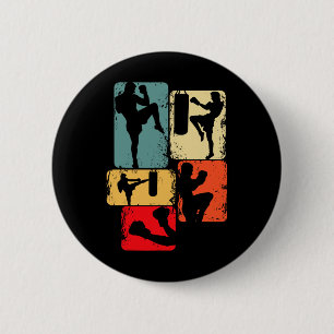 Badge Rond 5 Cm Kickboxing Kickboxer Karaté Taekwondo Garçons Enfa