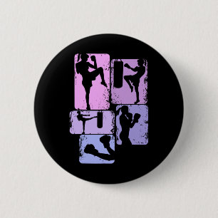 Badge Rond 5 Cm Kickboxing Kickboxeur Taekwondo Karaté Filles Femm