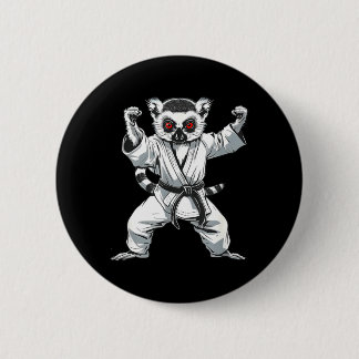 Badge Rond 5 Cm Kickboxing Lémurien Arts Martiaux Karaté Jiu-Jitsu