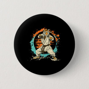 Badge Rond 5 Cm Kickboxing Léopard Taekwondo Karaté Mma Arts Marti