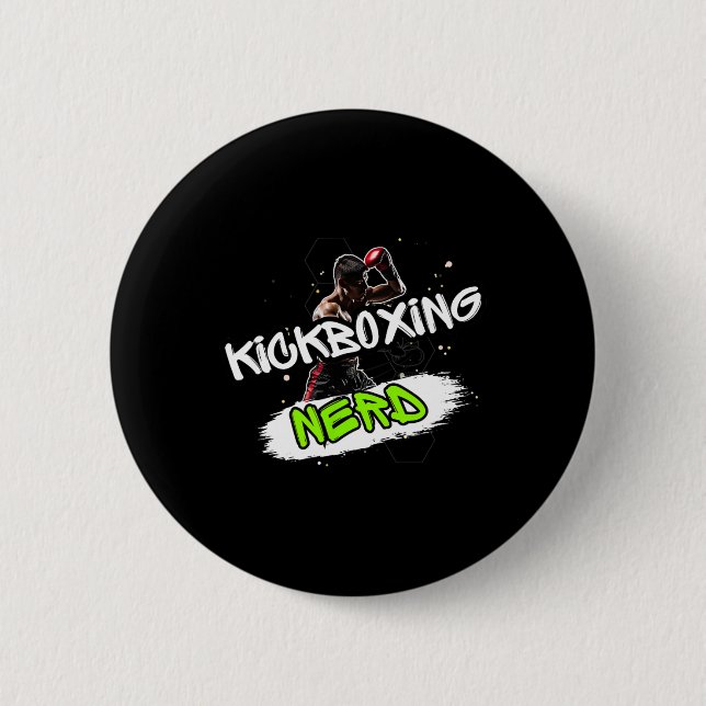 Badge Rond 5 Cm Kickboxing Nerd  (Devant)