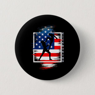 Badge Rond 5 Cm Kickboxing pour arts martiaux de sportif Usa Patri