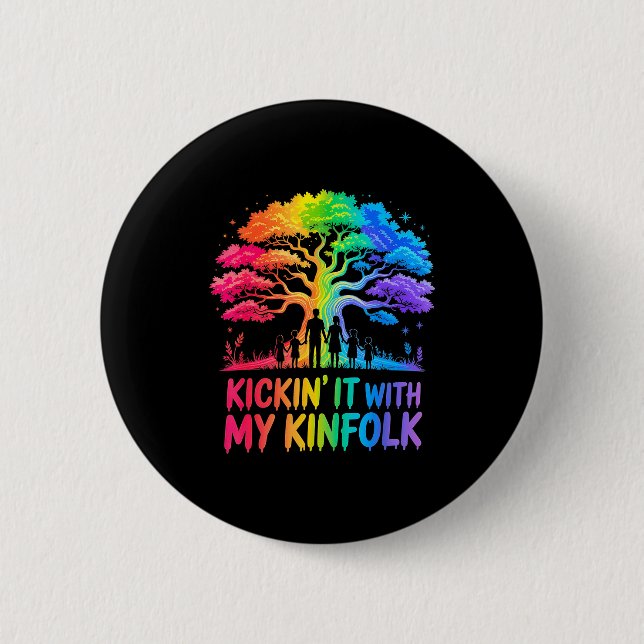 Badge Rond 5 Cm Kickin' It With My Kinfolk Funny Family Reunion  (Devant)
