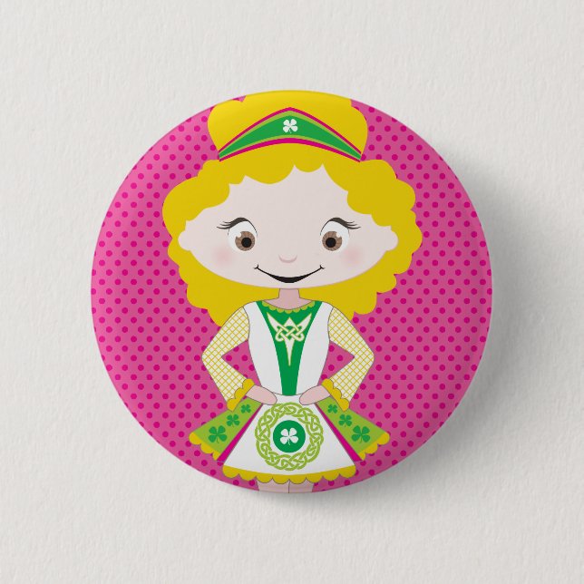 Badge Rond 5 Cm KIDLETS :: Danseur irlandais blonde (Devant)