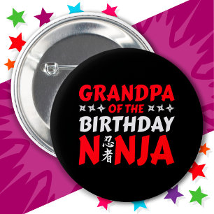 Badge Rond 5 Cm Kids Ninja Party Karate Grand-père de l'anniversai
